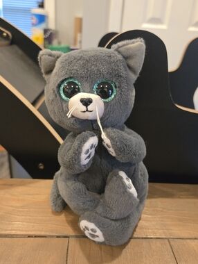 Gray Plush Ty Beanie Boo Binx Yoga Cat